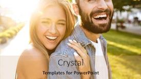  Presentation with young happy couple - Colorful PPT theme enhanced with happy-lovely-young-couple backdrop and a yellow colored foreground