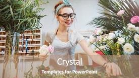  Presentation with flower woman - Audience pleasing theme consisting of happy lovely young woman florist backdrop and a coral colored foreground