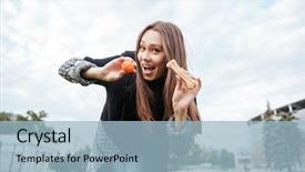  Presentation with dog park - Amazing PPT layouts having happy lovely young woman showing bone and ball for dog in park backdrop and a light blue colored foreground