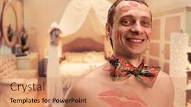  Presentation with lover - PPT theme enhanced with happy lover in home interior background and a coral colored foreground