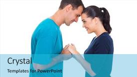  Presentation with love christ christian hands - PPT theme having happy loving couple holding hands background and a teal colored foreground