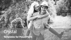  Presentation with engagement - Audience pleasing PPT theme consisting of happy loving couple on engagement day backdrop and a gray colored foreground