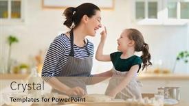  Presentation with bakery - Slide deck with happy-loving-family-are-preparing background and a coral colored foreground