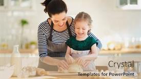  Presentation with bakery - Slides featuring happy-loving-family-are-preparing background and a coral colored foreground