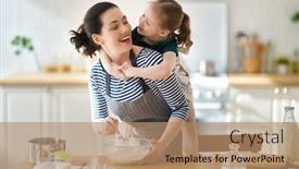  Presentation with bakery baking ingredients - Colorful slide deck enhanced with happy-loving-family-are-preparing backdrop and a coral colored foreground