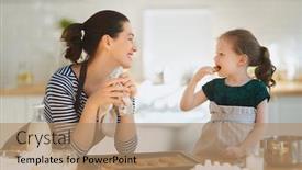  Presentation with mother child - Amazing PPT layouts having happy-loving-family-are-preparing backdrop and a coral colored foreground