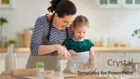  Presentation with bakery - Slides enhanced with happy-loving-family-are-preparing background and a coral colored foreground