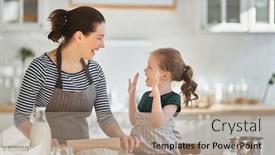  Presentation with bakery - PPT theme enhanced with happy-loving-family-are-preparing background and a coral colored foreground