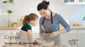  Presentation with bakery - Amazing slide set having happy-loving-family-are-preparing backdrop and a coral colored foreground