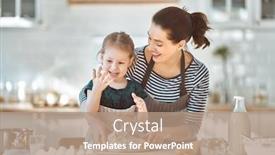  Presentation with mother child - Slides enhanced with happy-loving-family-are-preparing background and a coral colored foreground