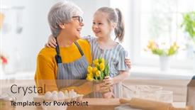  Presentation with bakery - Colorful presentation design enhanced with happy-loving-family-are-preparing backdrop and a coral colored foreground