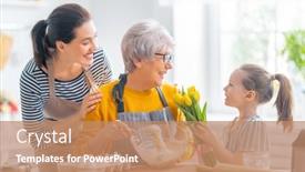  Presentation with bakery - Colorful presentation design enhanced with happy-loving-family-are-preparing backdrop and a coral colored foreground
