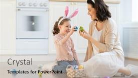  Presentation with loving mom - Beautiful PPT theme featuring happy-loving-family-are-preparing backdrop and a soft green colored foreground