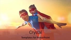  Presentation with child superhero - Presentation design having happy loving family dad background and a red colored foreground