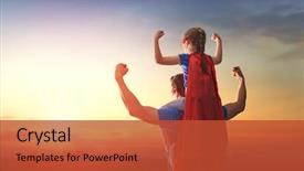  Presentation with daughter - Slide set with happy loving family dad background and a red colored foreground