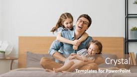  Presentation with family day - Beautiful slide set featuring happy-loving-family-daddy backdrop and a coral colored foreground