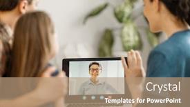  Presentation with loving mom - Presentation design consisting of happy-loving-family-father-mother background and a coral colored foreground