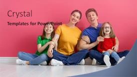  Presentation with family children - Cool new presentation theme with happy-loving-family-mother-father backdrop and a coral colored foreground