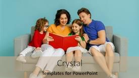  Presentation with children reading - Slides enhanced with happy-loving-family-mother-father background and a coral colored foreground