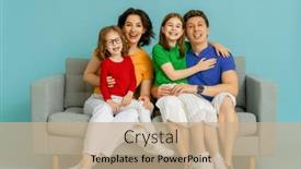  Presentation with family children - Slides consisting of happy-loving-family-mother-father background and a coral colored foreground