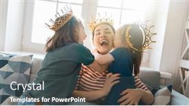  Presentation with family children - Amazing PPT theme having happy-loving-family-mother backdrop and a dark gray colored foreground