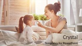  Presentation with mother child - Theme consisting of happy loving family mother background and a mint green colored foreground