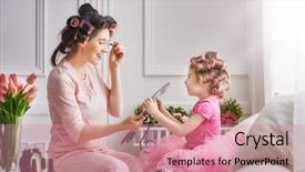  Presentation with daughter - Colorful slide deck enhanced with happy-loving-family-mother backdrop and a coral colored foreground