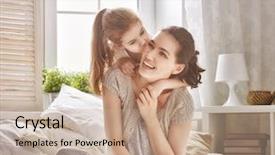  Presentation with family children - PPT theme enhanced with happy loving family mother background and a coral colored foreground