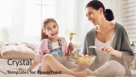  Presentation with mother child - Beautiful theme featuring happy loving family mother backdrop and a coral colored foreground