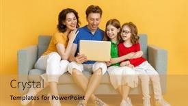  Presentation with loving mom - Presentation design consisting of happy-loving-family-on-bright background and a yellow colored foreground