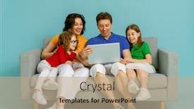  Presentation with loving mom - Beautiful PPT layouts featuring happy-loving-family-on-bright backdrop and a coral colored foreground