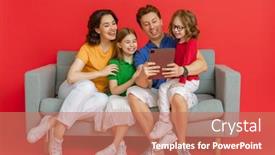  Presentation with bright - Presentation theme featuring happy-loving-family-on-bright background and a coral colored foreground