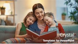  Presentation with family reading - Beautiful slides featuring happy-loving-family-pretty-young backdrop and a tawny brown colored foreground