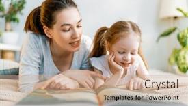  Presentation with family reading - Cool new presentation theme with happy-loving-family-pretty-young backdrop and a coral colored foreground