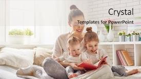  Presentation with family reading - Presentation having happy loving family pretty young background and a light gray colored foreground