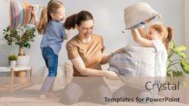  Presentation with family children - Slide set enhanced with happy-loving-family-the-mother background and a coral colored foreground