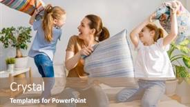  Presentation with family children - Presentation theme with happy-loving-family-the-mother background and a coral colored foreground