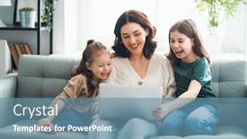  Presentation with loving mom - Cool new presentation with happy-loving-family-young-mother backdrop and a teal colored foreground