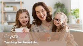  Presentation with loving mom - PPT layouts featuring happy-loving-family-young-mother background and a coral colored foreground