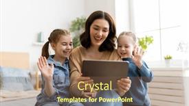  Presentation with loving mom - Colorful theme enhanced with happy-loving-family-young-mother backdrop and a tawny brown colored foreground