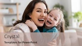  Presentation with loving mom - Beautiful slides featuring happy-loving-family-young-mother backdrop and a mint green colored foreground