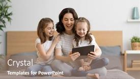  Presentation with loving mom - Amazing theme having happy-loving-family-young-mother backdrop and a coral colored foreground