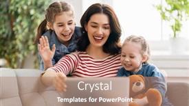  Presentation with loving mom - PPT layouts consisting of happy-loving-family-young-mother background and a coral colored foreground