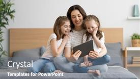  Presentation with loving mom - Theme with happy-loving-family-young-mother background and a gray colored foreground