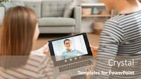  Presentation with loving mom - Theme consisting of happy-loving-family-young-mother background and a coral colored foreground
