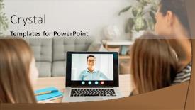  Presentation with grandma - Cool new presentation theme with happy-loving-family-young-mother backdrop and a light gray colored foreground