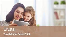  Presentation with loving mom - Colorful slide deck enhanced with happy loving family young mother backdrop and a coral colored foreground