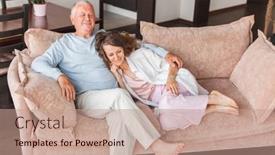  Presentation with older woman - Presentation theme having happy-loving-older-mature-father background and a coral colored foreground