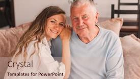  Presentation with loving mom - Slide set featuring happy-loving-older-mature-father background and a soft green colored foreground