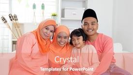  Presentation with raya - PPT layouts with happy-malay-family-portrait background and a coral colored foreground